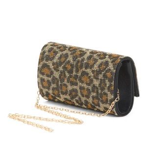 Urban Expressions Leopard Clutch, Purse Gold Chain